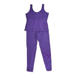 Louie Bernard Vtg Set Tank Top & Pull-on Pants Purple Sparkle High Waist Size L